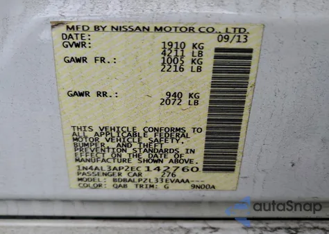 2014 Nissan Altima 2.5 from USA, damaged, VIN 1N4AL3AP2EC142760